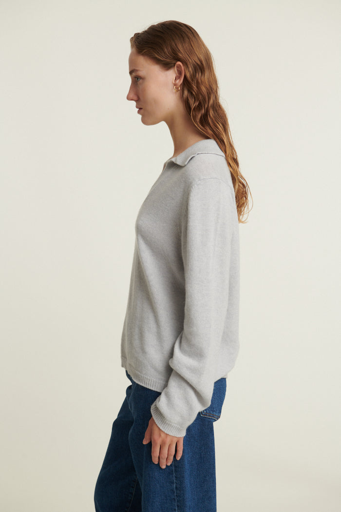 Basic Apparel Cady Polo Sweater Sweaters 025 Grey Mel.