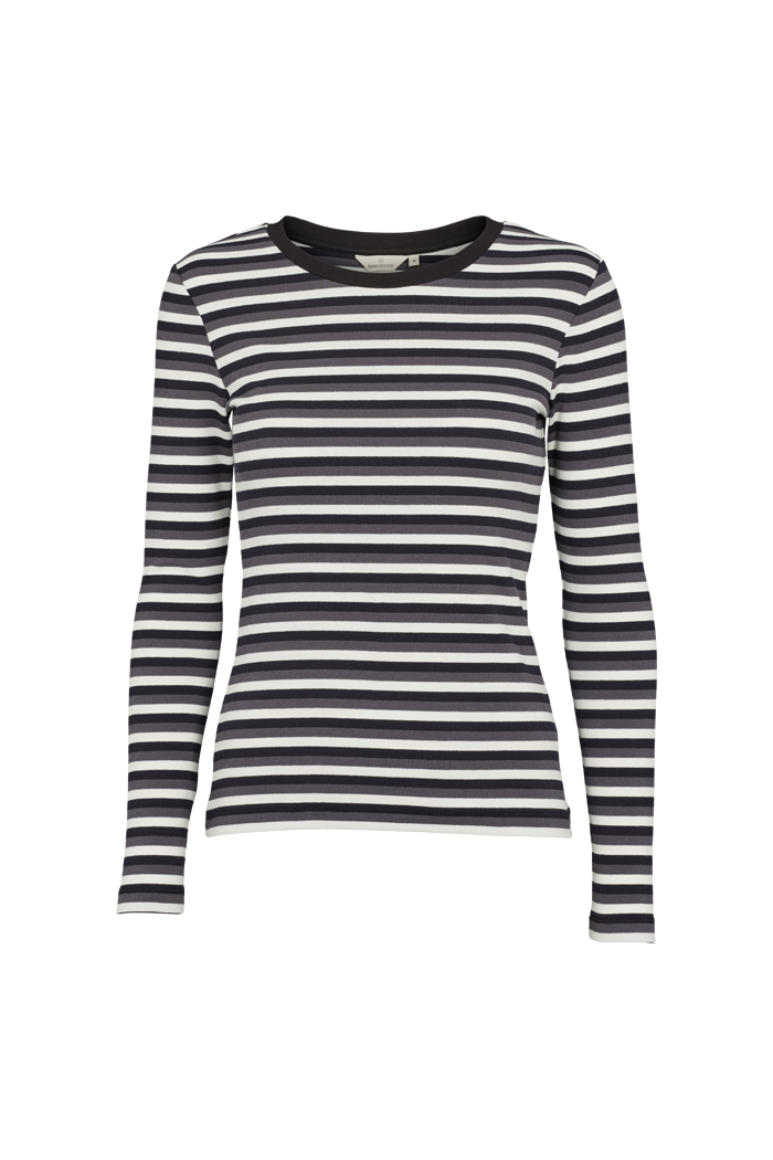 Basic Apparel Ludmilla LS Tee T-shirts 653 whisper white/dark grey mel./black