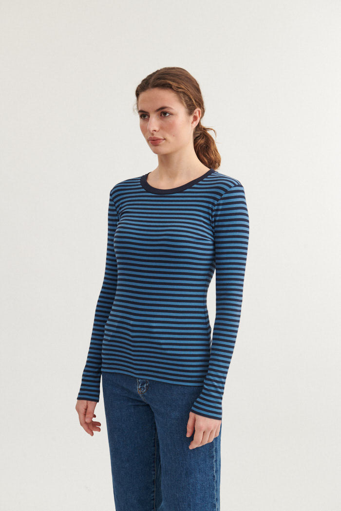 Basic Apparel Ludmilla LS Tee T-shirts 795 Copen blue / sky captain