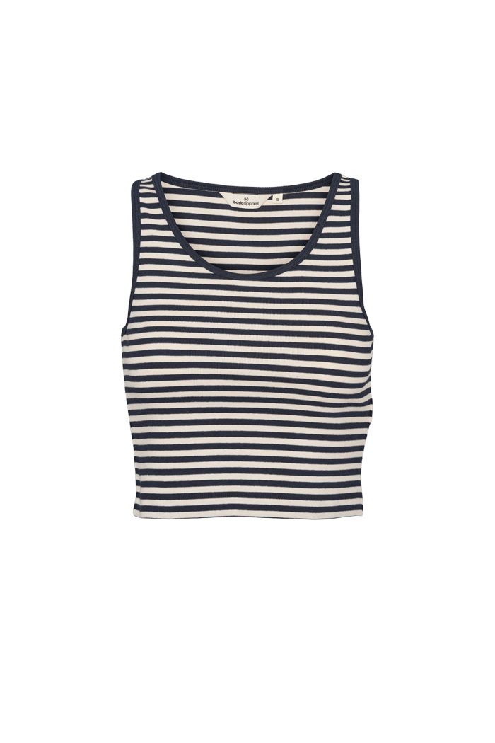 Basic Apparel Ludmilla Stripe Crop Tank Toppe 500 Birch/Navy