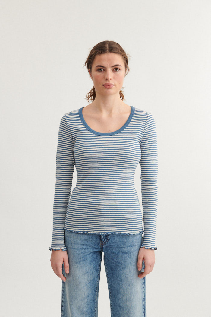 Basic Apparel Silma LS Tee T-shirts 798 Copen blue / Birch